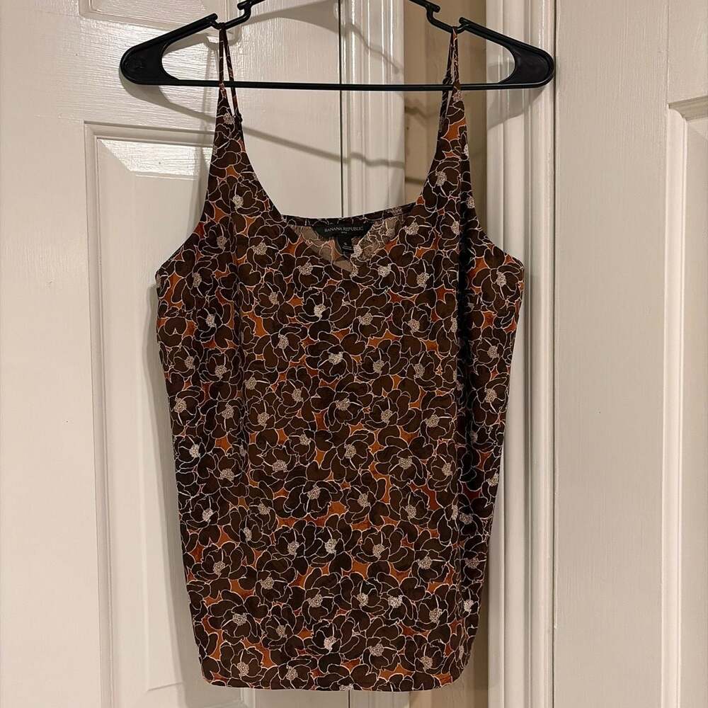 Banana Republic Brown Floral Print Spaghetti Strap Camisole Tank Top